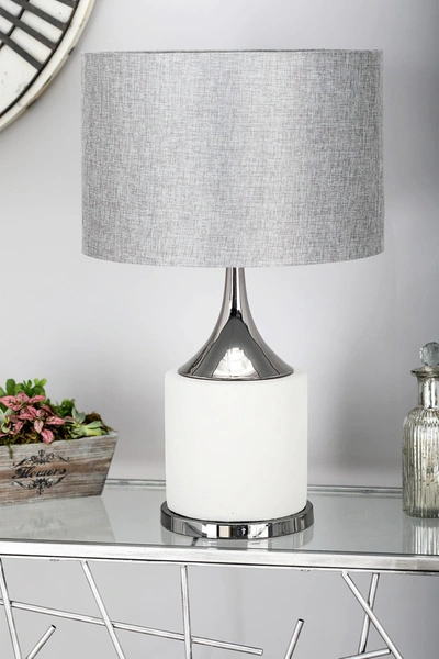 Shop Willow Row Gray Cement Table Lamp With Drum Shade In Grey