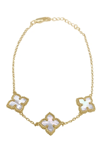 Adornia 14k Plated Flower Bracelet In White