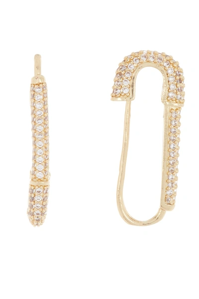 Shop Adornia Gold Plated Cz Safety Pin Dangle Earrings In Yellow