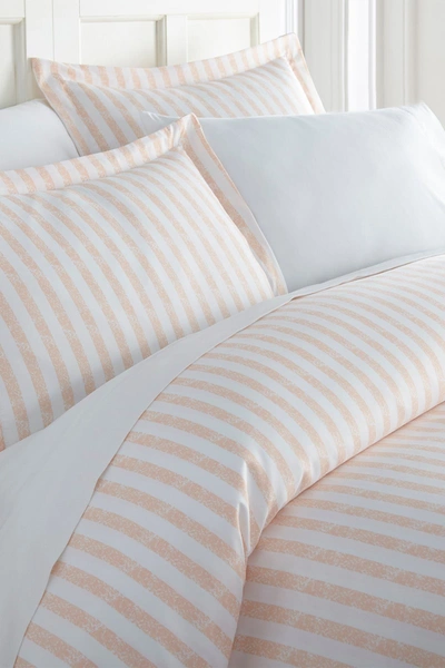 Shop Ienjoy Home Homespun Premium Ultra Soft 3-piece Puffed Rugged Stripes Duvet Cover Set In Blush