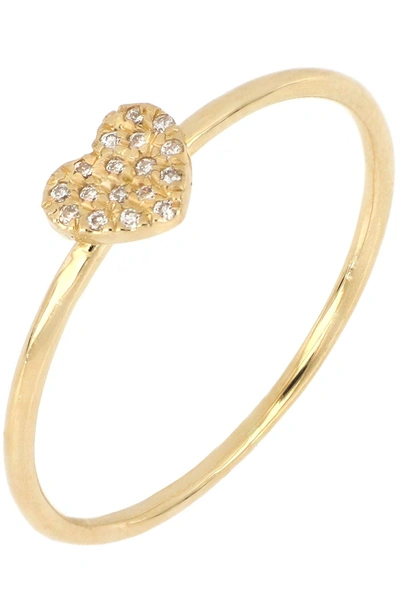 Shop Bony Levy 18k Yellow Gold Pavé Diamond Petite Heart Ring In 18ky