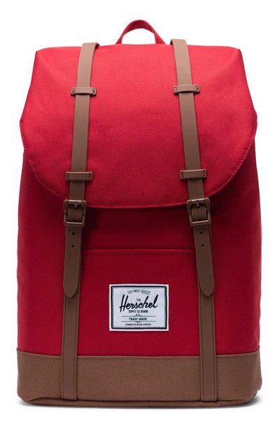 Shop Herschel Supply Co Retreat Backpack In Red/ Saddle Brown