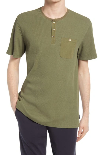 Shop Ted Baker Tekilla Short Sleeve Henley Shirt In Olive