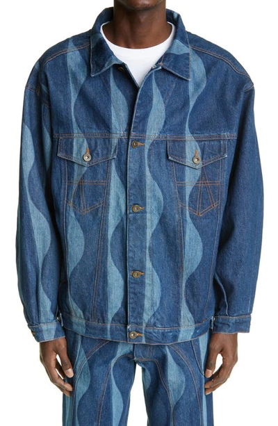 Shop Ahluwalia Signature Joy Denim Jacket In Indigo