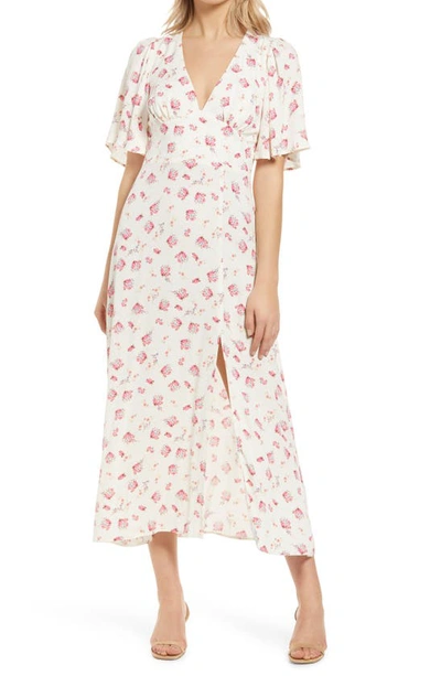 Shop Afrm Zelda Open Back Midi Dress In Blanc Blush Floral