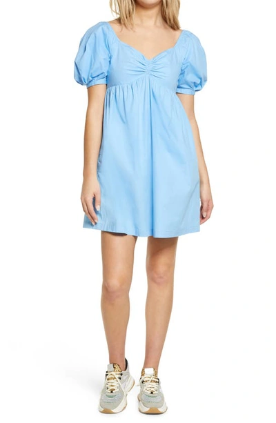 Shop English Factory Puff Sleeve Babydoll Dress In Blue