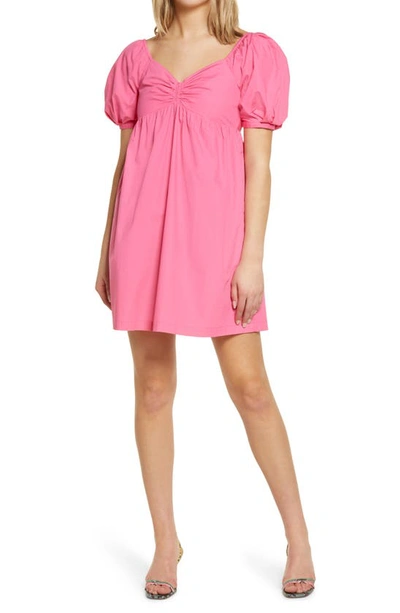 Shop English Factory Puff Sleeve Babydoll Dress In Pink