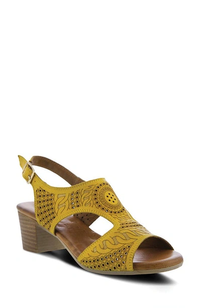 Shop Spring Step Chains Slingback Sandal In Yellow Leather