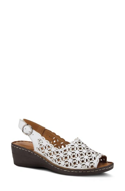 Shop Spring Step Belizana Wedge Sandal In White Leather