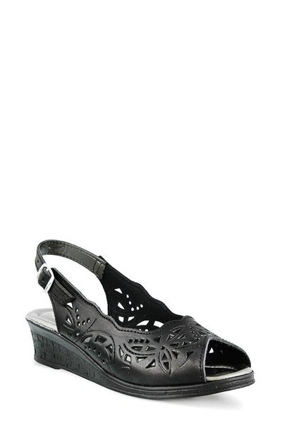 Shop Spring Step Orella Slingback Sandal In Black/ Black Leather