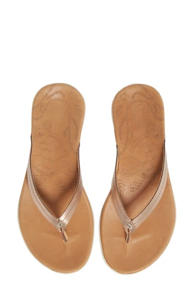 Shop Olukai Honu Flip Flop In Pink Copper/ Sahara Leather