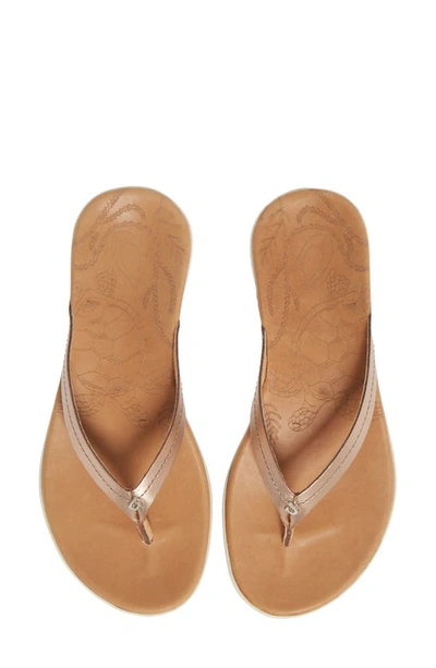 Olukai Honu Flip Flop In Pink Copper/ Sahara Leather