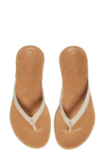 Shop Olukai Honu Flip Flop In Tapa/ Golden Sand Leather