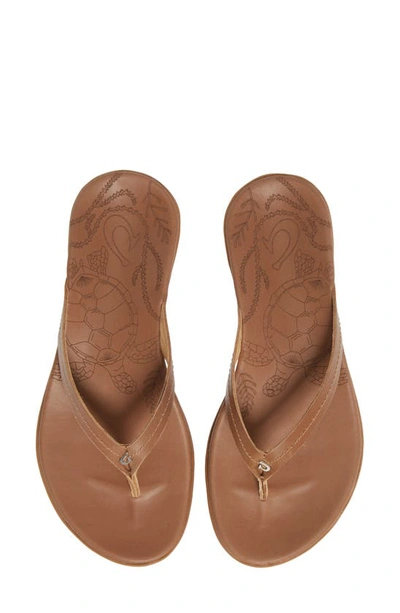 Shop Olukai Honu Flip Flop In Tan/ Tan Leather