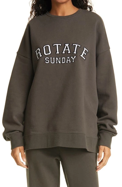 Rotate Birger Christensen Embroidered Logo Sweatshirt In Raven | ModeSens
