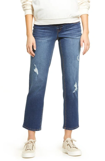 Shop 1822 Denim Re: Denim Over The Bump Distressed Straight Leg Maternity Jeans In Ralph