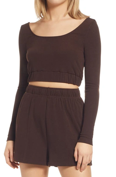 Shop 4th & Reckless Robyn Ribbed Crop Top In Chocolate Rib