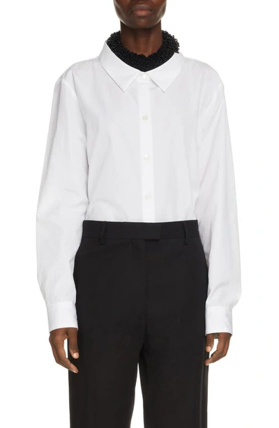 Shop Dries Van Noten Camee Oversize Cotton Shirt In White