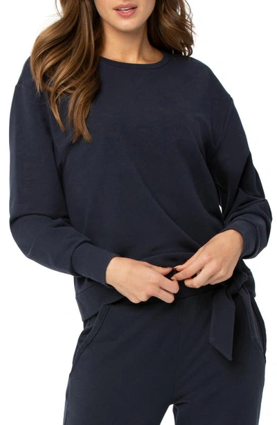 Shop Nydj Tie Sweatshirt In Oxford Navy