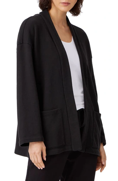Shop Eileen Fisher Organic Cotton Jacket In Black
