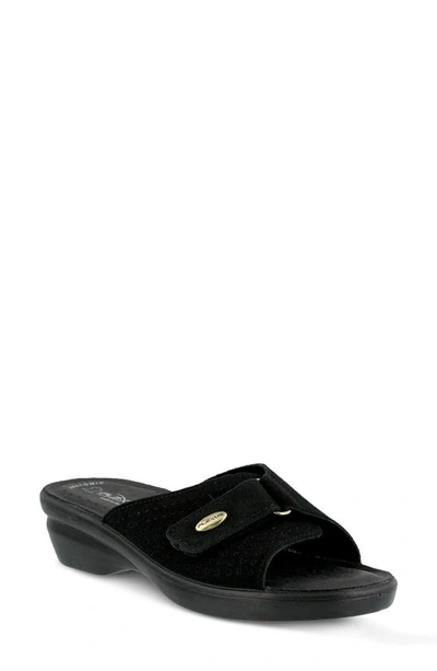 Flexus By Spring Step Kea Slide Sandal In Black Suede