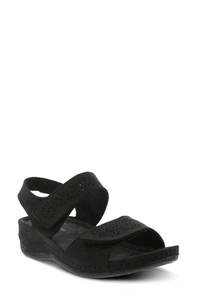 Shop Flexus By Spring Step Revi Sandal In Black Nubuck Leather