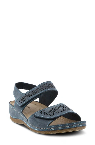 Shop Flexus By Spring Step Revi Sandal In Blue Nubuck Leather