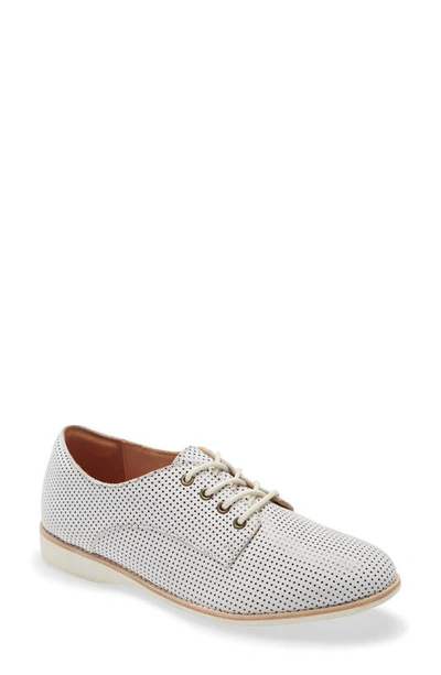 Shop Rollie Derby Round Toe Flat In White Dream Leather