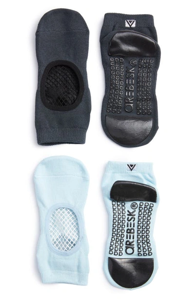 Arebesk Phish Net Assorted 2-pack No-slip Socks In Charcoal / Light Blue