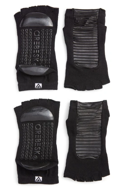 Shop Arebesk Moto 2-pack No-slip Open Toe Socks In Black / Black