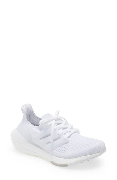 Shop Adidas Originals Ultraboost 21 Running Shoe In White/ White/ Grey