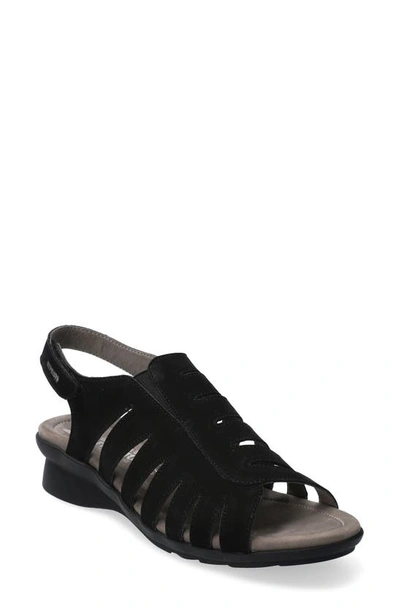 Shop Mephisto Praline Slingback Sandal In Black Bucksoft