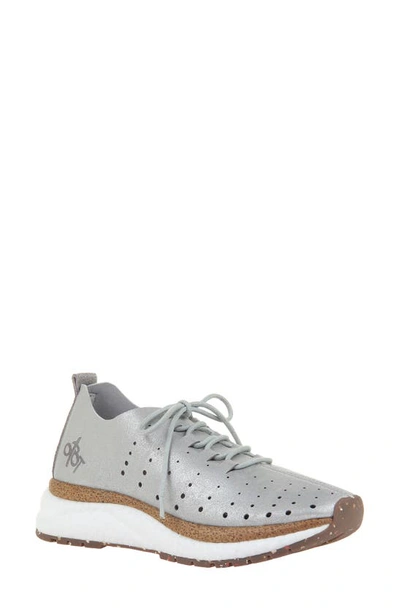 Shop Otbt Alstead Perforated Sneaker In Silver Suede