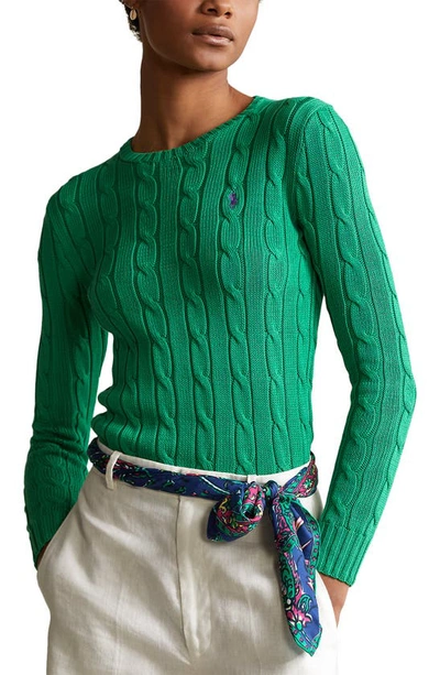 Shop Polo Ralph Lauren Julianna Cable Sweater In Preppy Green