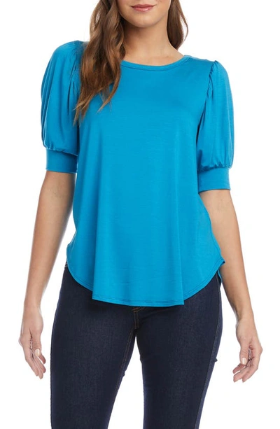 Shop Karen Kane Shirred Sleeve Top In Pebble Blue