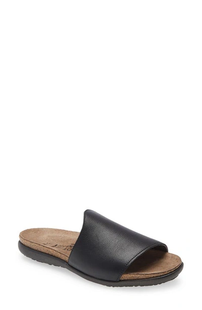 Shop Naot Skylar Slide Sandal In Soft Black Leather