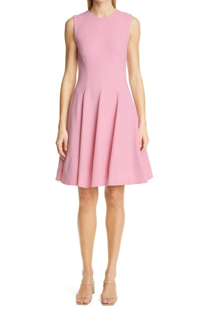 Shop Lela Rose Seamed Stretch Wool Crepe Fit & Flare Dress In Orchid