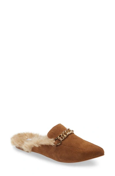 Shop Steve Madden Foreseen Faux Fur Lined Mule In Chestnut Suede