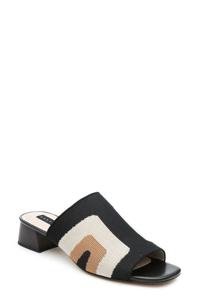Sanctuary Rumble Womens Leather Slip On Heel Sandals In Black/ Milk/ Tan