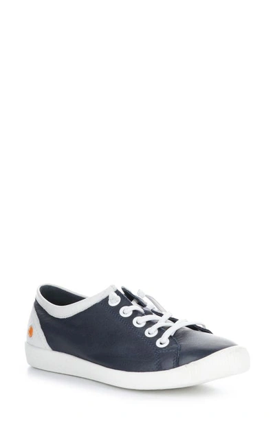 Shop Softinos By Fly London Isla Distressed Sneaker In Navy/ White Leather