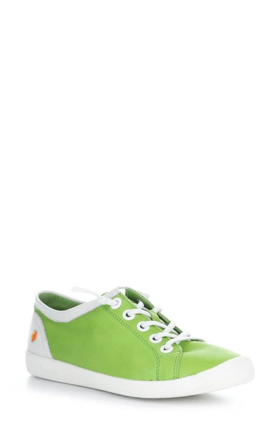Shop Softinos By Fly London Isla Distressed Sneaker In Apple Green/ White Leather