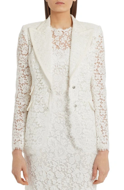 pedal siren Screech Dolce & Gabbana Satin-trimmed Corded Lace Blazer In White | ModeSens
