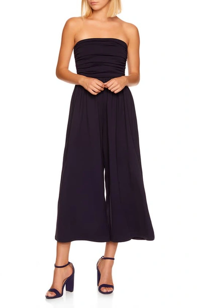 Shop Susana Monaco Strapless Ruched Jumpsuit In Midnight
