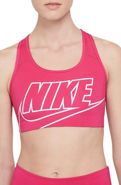 Shop Nike Futura Dri-fit Sports Bra In Berry/ White