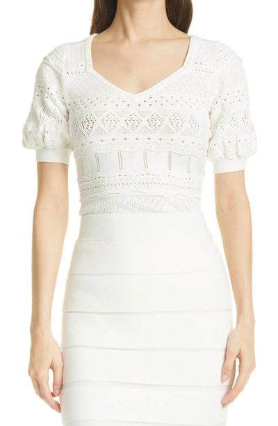 Shop Milly Pointelle Top In White