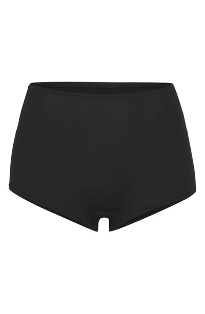 Shop Skims Stretch Cotton Jersey Boyshorts In Soot