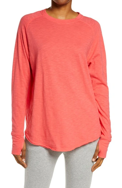 Shop Zella Relaxed Long Sleeve T-shirt In Pink Paradise