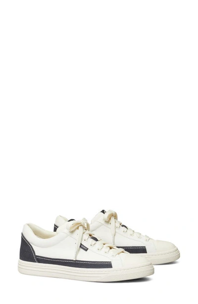Tory Burch Women's Classic Court Lace Up Sneakers In Perfect Navy/ Ivory Canvas