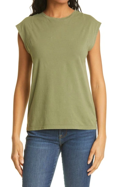 Shop Frame Le Mid Rise Muscle Pima Cotton Tee In Washed Military