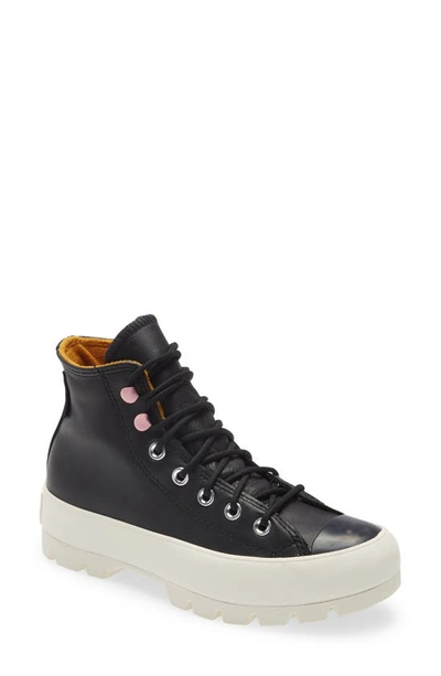 Shop Converse Chuck Taylor® All Star® Gore-tex® Waterproof Lugged High Top Sneaker In Black/ Saffron Yellow/ Egret